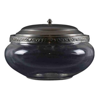 Mid-Century Italian Glass Candy Box with Pewter Cover For Sale