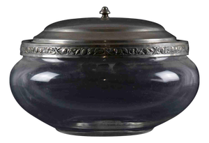 Mid-Century Italian Glass Candy Box with Pewter Cover