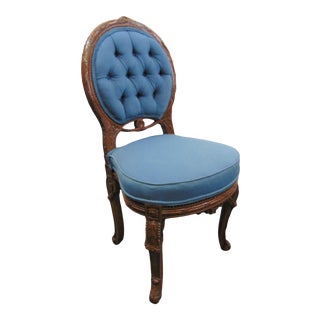 19th C Louis XV Carved Walnut Side Chair For Sale