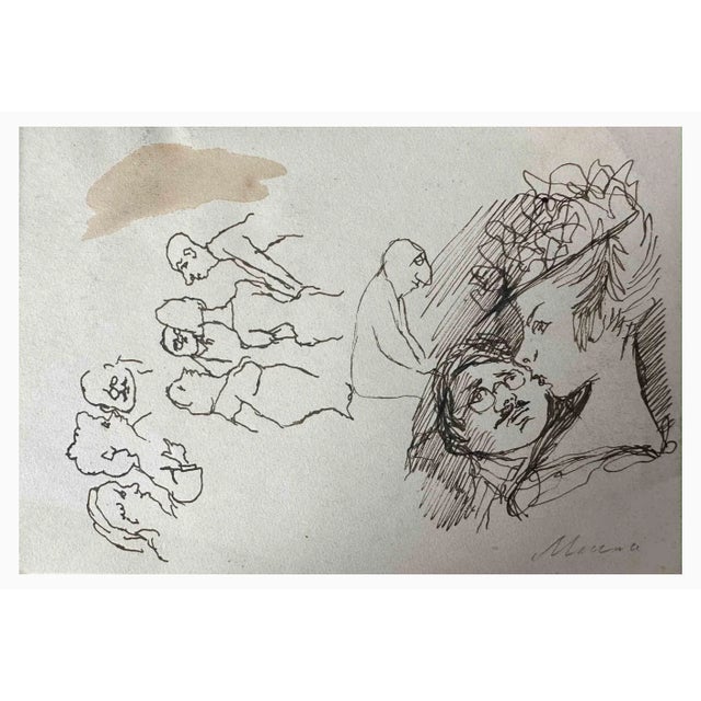 The Kiss is a pen Drawing realized by Mino Maccari (1924-1989) in the 1960s. Hand-signed on the lower. Good conditions....