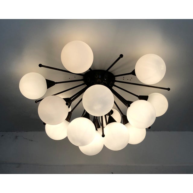 21st Century Mezzo Bronze Matte White Murano Flush Mount by Fabio LTD For Sale - Image 6 of 9