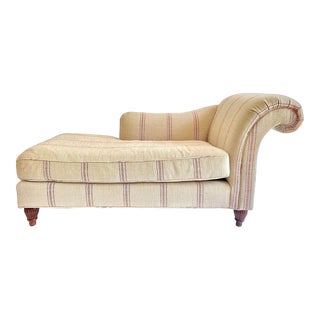 Baker Beige & Red Stripe Chaise Lounge For Sale