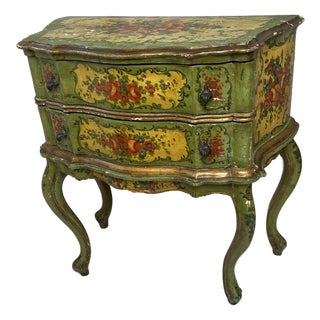 Late 19th Century Venetian Floral Paint Decorated Two Drawer Commode For Sale