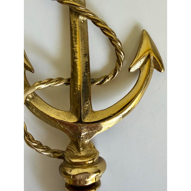Vintage Brass Nautical Anchor Lamp Finial With Rope Detail For Sale - Image 4 of 5