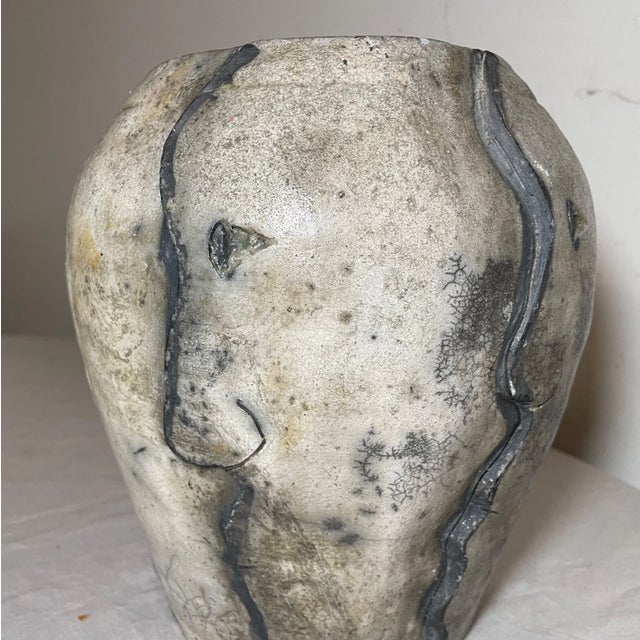 Exquisite Antique d.j. Handmade Perpetual Man Face Figural Pottery Vase For Sale - Image 13 of 15