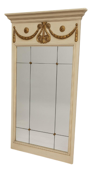 Louis XVI Style Trumeau Mirror with Painted Wooden Frame