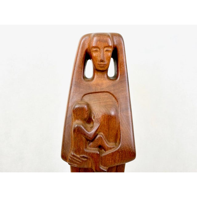 Wood HP, Mid-Century Madonna with Child, 1973, Teak For Sale - Image 7 of 12