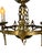 American 1920s Cast Brass 5 Light Chandelier With White Candles For Sale - Image 3 of 10