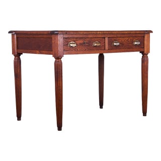 1930s French Art Deco Tiger Oak Writing Desk For Sale