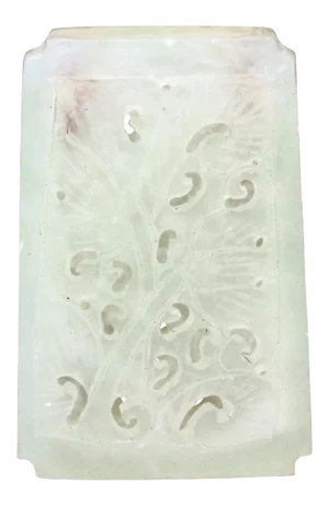 Carved Jade Rectangular Shape Modern Chinese Sachet Bag Perfume Bottle Pendant