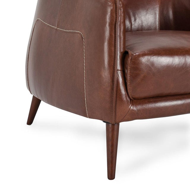 2020s Chestnut Leather Gum Drop Chair For Sale - Image 5 of 5