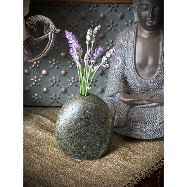 2000 - 2009 Stone Bud Vase Pacific Northwest Artisan Hand-Carved Volcanic Rock For Sale - Image 5 of 12
