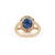 Royal 6.11ct Blue Sapphire Diamond Split-Shank Halo Ring Size 4 in 14k Gold For Sale - Image 9 of 17