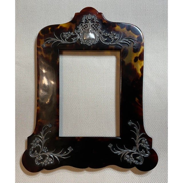 Exquisite Antique Victorian Faux Tortoiseshell & Sterling Silver Picture Frame For Sale - Image 12 of 12