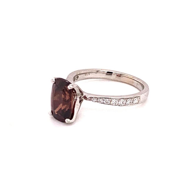 Diamond Tourmaline Rubellite Ring 6.75 18k Gold 4.01 Tcw Women Certified For Sale - Image 9 of 15