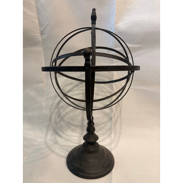 Mid-Century Modern Blackened Steel Armillary Sphere Sculpture For Sale - Image 3 of 3
