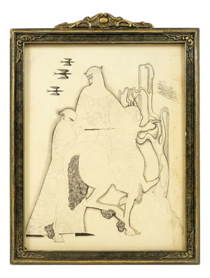 Art Nouveau Ink Drawing with Artist Study on Verso, France, Circa 1900