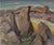 Fantastic midcentury abstract rugged rocky landscape painting on artist board by New York artist Edmund Franklin Ward...