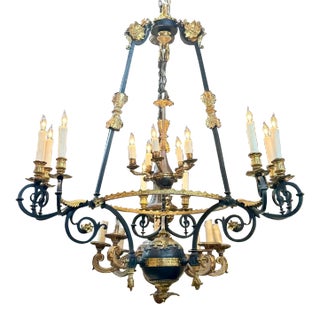 Empire Gilt Bronze Chandelier For Sale