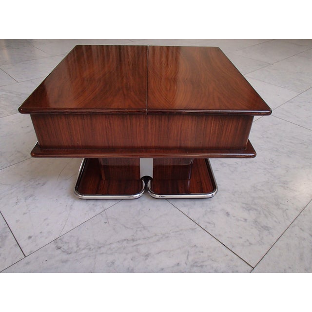 Mid-Century Modern Bar Table with Opening Mechanism and Chrome Trim, 1960s For Sale - Image 11 of 15