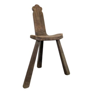 Brutalist Wooden Tripod Chair For Sale