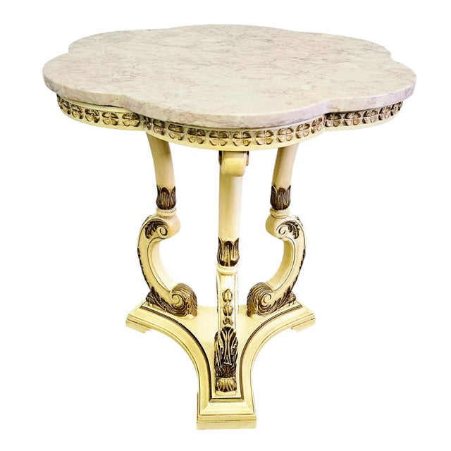 Vintage Hollywood Regency Marble Top Pedestal Side Table 26.75" For Sale - Image 12 of 14