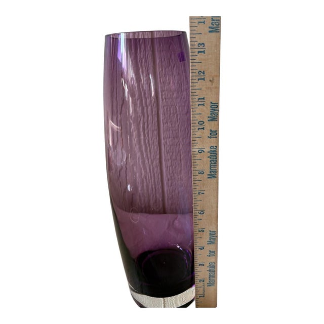 Vintage Amethyst Purple Polish Art Glass Vase, Attributed to Krosno For Sale - Image 9 of 9