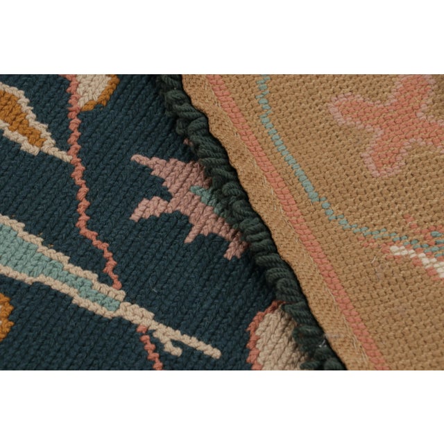 Vintage Arraiolos Runner Rug in Blue With Floral Patterns, From Rug & Kilim For Sale In New York - Image 6 of 6