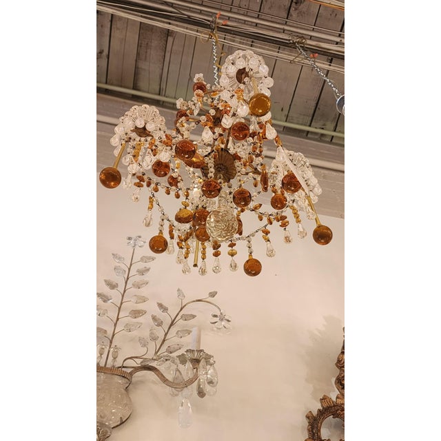 1920s French Orange and Clear Crystal Chandelier For Sale - Image 11 of 12