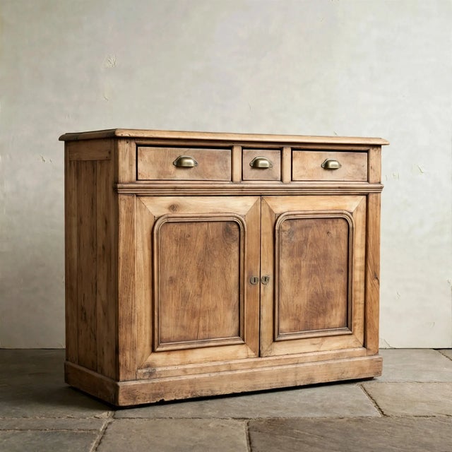 French Provincial 19th Century French Provincial Three-Drawer Buffet in Natural Wood For Sale - Image 3 of 5