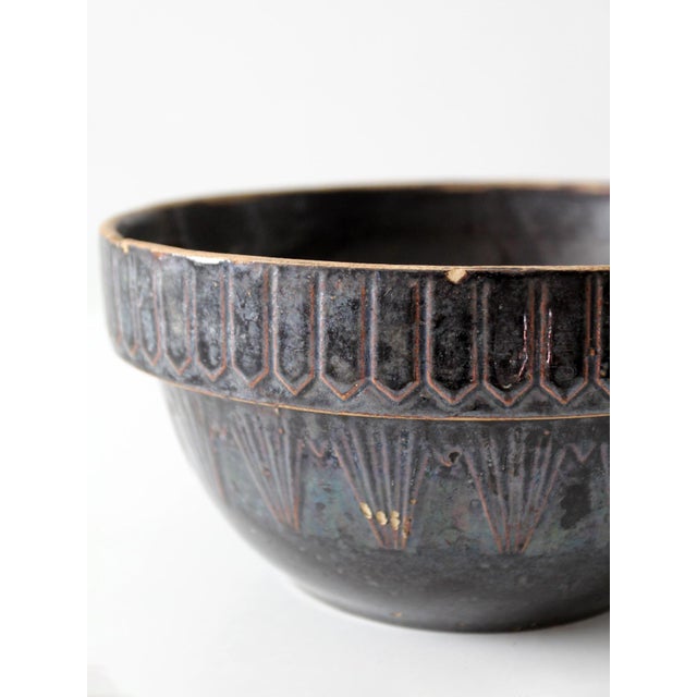 Antique Dark Brown Glazed Stoneware Bowl For Sale - Image 10 of 13