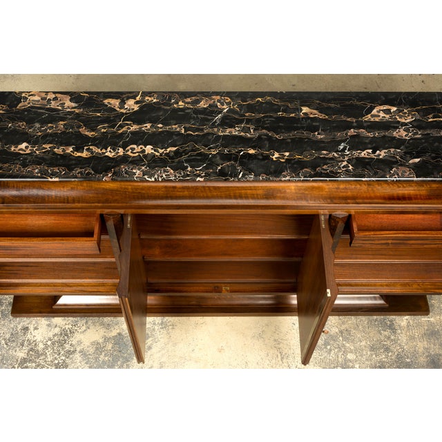 1940s Monumental Sideboard by A. Bicchierini, Burl Wood & Marble, Provence For Sale - Image 4 of 18