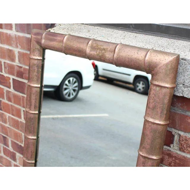MidCentury Modern Faux Bamboo Weathered Copper Rectangular Mirror