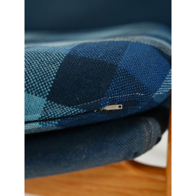 Blue Scandinavian Armchair in Oak and Blue Wool, 1950s For Sale - Image 8 of 12