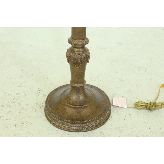 French Style Metal Torch Lamp W. Frosted Shade For Sale - Image 4 of 6