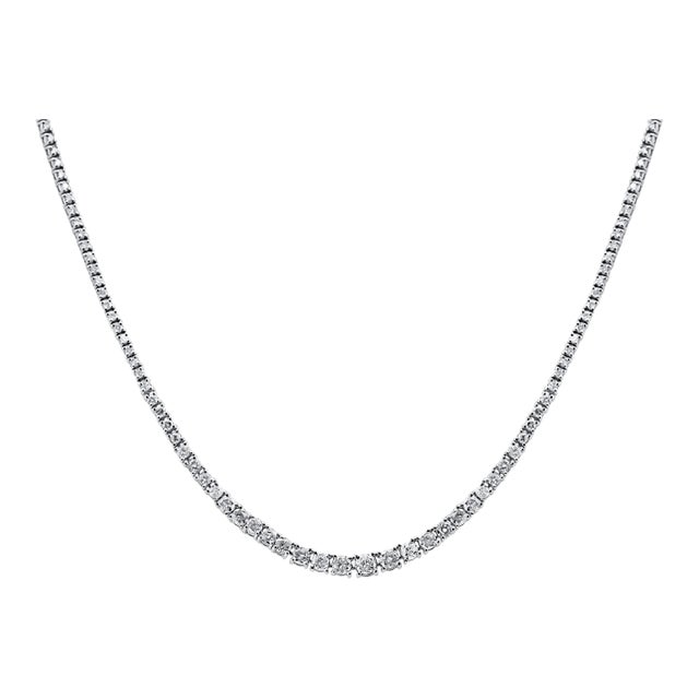 6 Carat Natural Diamond Riviera Graduated Tennis Necklace Platinum 17" For Sale