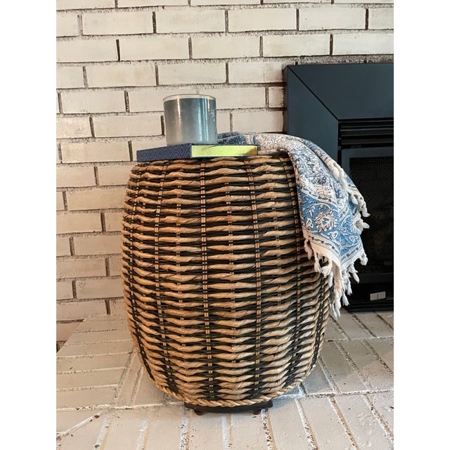 Black Weave Ottoman or Footstool From Pier 1 For Sale - Image 10 of 11