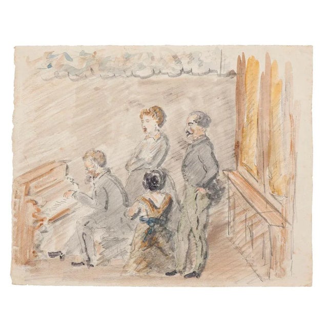Unknown - Sonata - Original Watercolor on Paper - Early 20th Century For Sale - Image 3 of 3