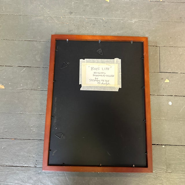 Contemporary Original Stephen Heigh Abstract Painting & Collage “Boys Life” For Sale - Image 4 of 4