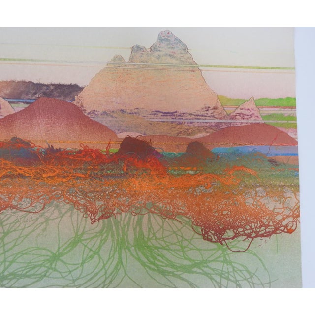 1980s 1982 Walter Crump Abstract Landscape Collograph Landscape Print For Sale - Image 5 of 5
