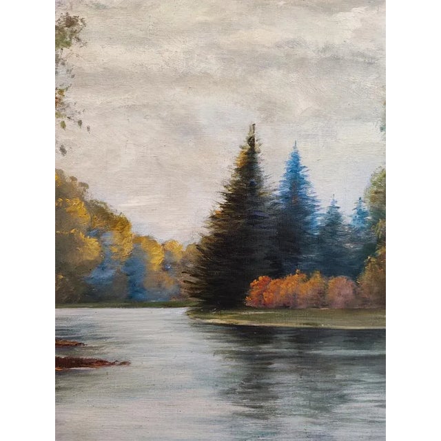 1910s Arthur Amez-Droz, Paysage lacustre automnal, 1912, Oil on Canvas For Sale - Image 5 of 9