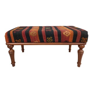 Handmade Kilim Upholstered Bench For Sale