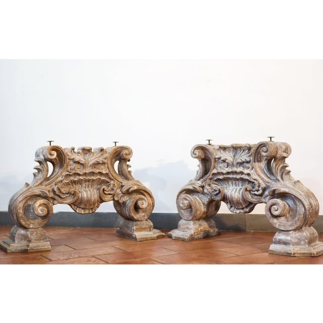 Italian Carved Wooden Architectural Bases, Set of 2 For Sale - Image 11 of 11