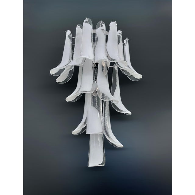 Vintage Italian Lattimo Murano Glass Petals Wall Lights, 1990, Set of 2 For Sale - Image 9 of 16