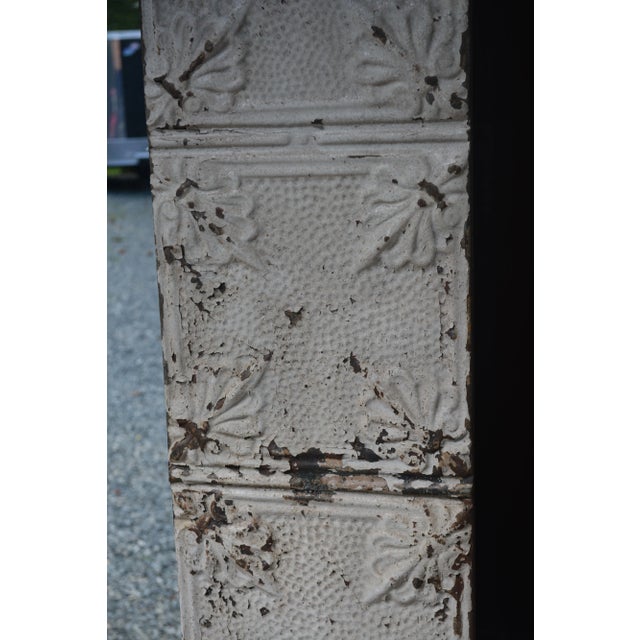 1980s Large Rectangle Olde Good Things Ny Rustic Vintage White Tin Mirror For Sale - Image 12 of 13