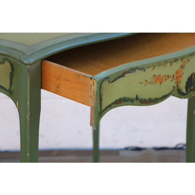 1950s French Provincial Hand-Painted Writing Table / Vanity Desk For Sale - Image 13 of 18