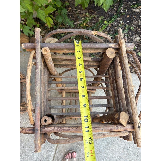 Bentwood Plant Stand, Vintage Handmade With Willow Folk Art (2) Two-Tier Rustic Twig For Sale - Image 4 of 12