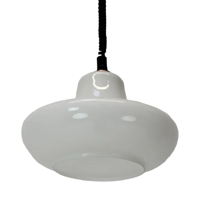 Mid-Century Adjustable Glass Pendant, 1970s For Sale