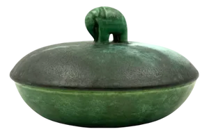 Art Deco Italian Green Ceramic Bowl by Angelo Biancini for Società Ceramica Italiana, Laveno, Italy, 1930s