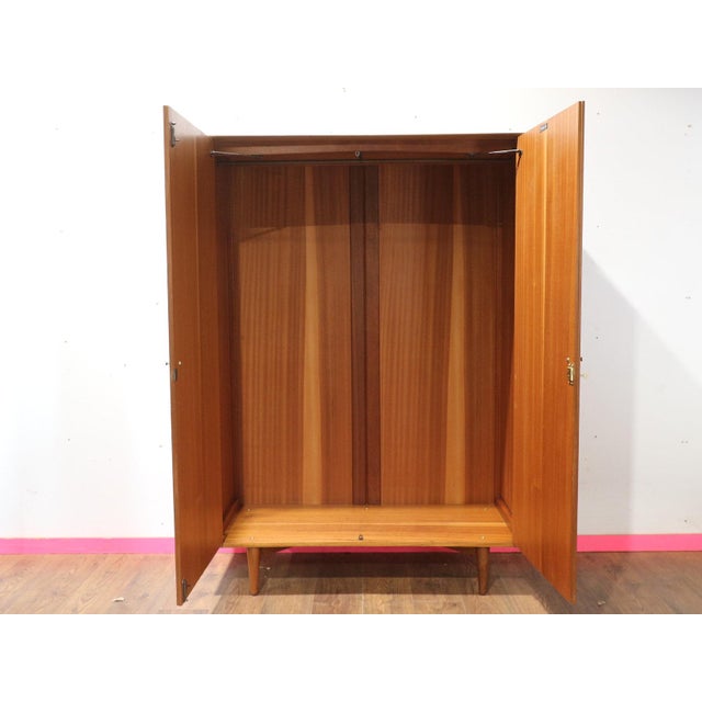 1960s Mid Century Modern Vintage Teak Armoire Wardrobe by Younger Danish Style For Sale In Greensboro - Image 6 of 9